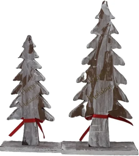 Vista 2 de Dennis Basso Árbol de madera recortado de piel sintética para decoración navideña (paquete de 2)