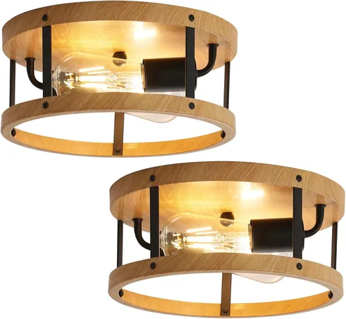 Vista 11 de Lámpara de techo con 2 luces de níquel cepillado semiempotradas, 11 pulgadas, moderna, para interiores, cocina, interiores, interiores, cocina