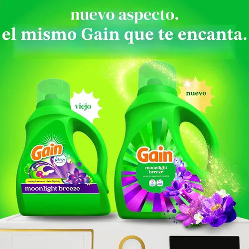 Vista 2 de [Usado] Gain Detergente líquido para ropa con defensa del olor, aroma Moonlight Breeze, jabón de lavandería para lavadoras HE, 60 onzas líquidas, 45