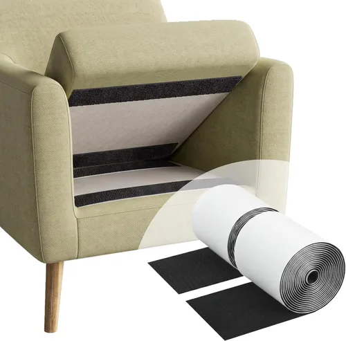 Vista 7 de 4in x 9ft Strong Sticky Hook and Loop Tape Black Heavy Duty Adhesive Strips Nailon negro, respaldo autoadhesivo fuerte, para cojines de sofá