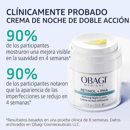Vista 3 de Obagi Medical Retinol + PHA Refining Night Cream - Clínicamente probada, de doble acción, crema facial antienvejecimiento durante la noche para una
