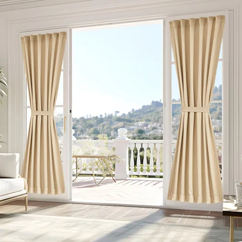 Vista 138 de Vatge Cortinas laterales autoadhesivas para puertas de cristal, sin taladro, extraíble, panel de filtrado de luz, 1 panel, 12 pulgadas de ancho x 60