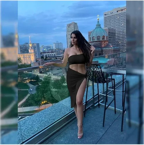 Vista 3 de BEAGIMEG - Vestido sexy de dos piezas falda y top un hombro desnudo