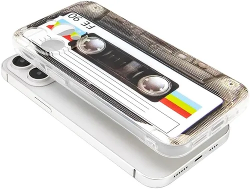 Vista 4 de FAteamll Funda para iPhone 14 Pro Max, acabado mate, resistente, suave, con esquinas reforzadas, TPU suave, parachoques retro, funda de cinta