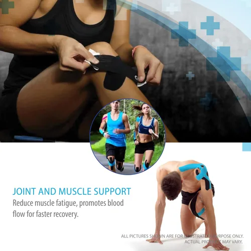 Vista 3 de Paquete de 3 cintas Kinesiology Pro Athletic Sports. Rodilla, tobillo, músculo, dinámica deportiva cinética, terapia física. Algodón resistente H2o