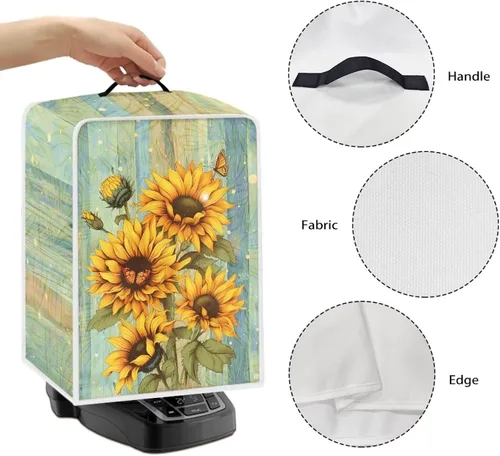 Vista 4 de Mumeson Funda para cafetera de girasol, extra grande, ligera, con asa, cubierta para máquina de café, tostadora, cubierta a prueba de polvo