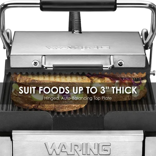 Vista 5 de Waring Commercial WFG275 - Parrilla plana de tostado de tamaño completo de 14 x 14 pulgadas, 120 V, 1800 W, enchufe de 5 a 15 fases