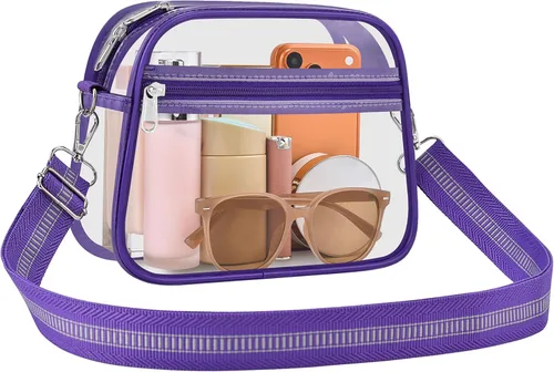Vista 38 de Bolsa transparente para eventos de estadio, bolsa transparente para mujer, bolsa cruzada, correa de hombro ajustable para conciertos, deportes