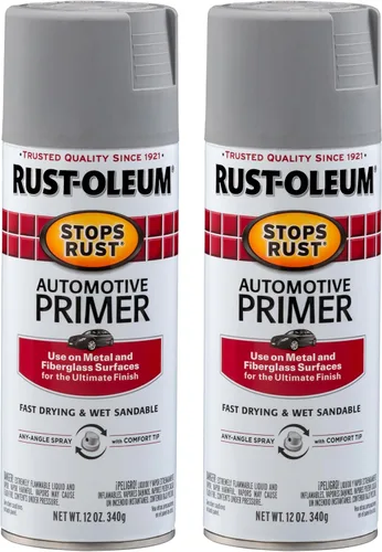 Vista 12 de Rust-Oleum 384757 Stops Rust Custom Spray de imprimación automotriz 5 en 1, 12 oz, gris oscuro mate