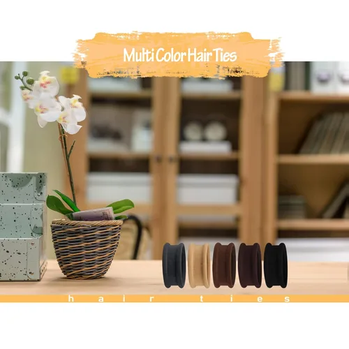 Vista 6 de Lazos gruesos sin costuras, bandas elásticas para el cabello, bandas elásticas para el cabello, bandas elásticas de algodón para cabello grueso