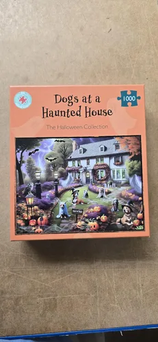 Vista 2 de Rompecabezas espeluznante de 1000 piezas de perros en una casa encantada de Halloween