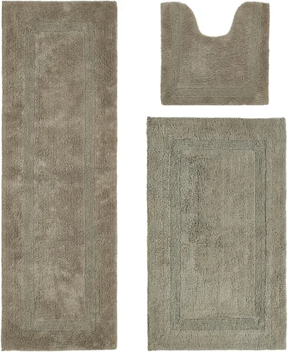Vista 487 de Better Trends - Juego de 2 alfombras de baño 100% algodón, extra suaves, con borlas, de 17" x 24", alfombra de baño superabsorbente y reversible