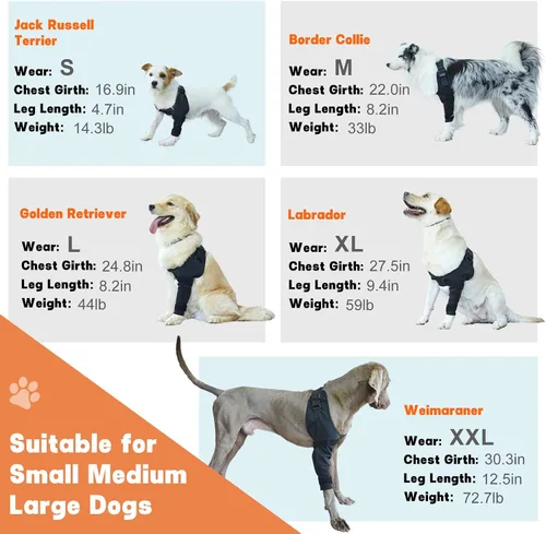 Vista 6 de Protector de codo de perro para artritis, úlceras por presión, displasia, callos - Manga transpirable ajustable para la pierna delantera del perro
