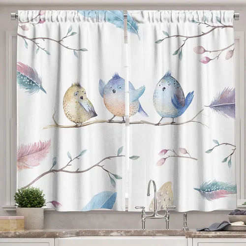 Vista 23 de Ambesonne Cortinas rústicas de cocina, recetas temáticas de verduras para chef, tablones de madera rústica, imagen de arte, cortinas de ventana