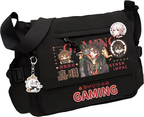 Vista 17 de Game Handbag Crossbody Bag, Cute Single Shoulder Bag, Adult 3D Print Anime Backpack Black-2