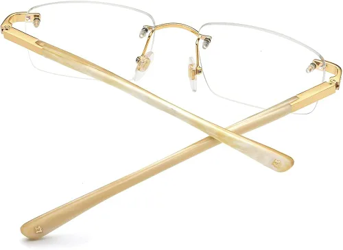 Vista 7 de HEPIDEM Gafas de bocina 100 realmente búfalo gafas cuadradas sin montura de lujo con diamantes
