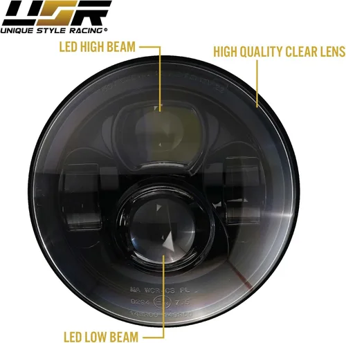Vista 8 de USR 97-06 Wrangler TJ Faros LED de proyector redondos de 7" Pulgadas H6024 con carcasa negra 6024 Haz alto/bajo, faro sellado H6014 (Par) Compatible