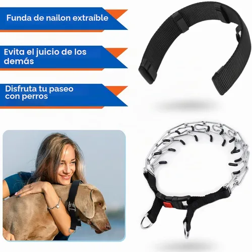 Vista 3 de Supet Collar de punta para perro, collar de estrangulador ajustable para perro con hebilla de liberación rápida/cubierta de nailon para perros Negro