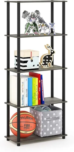 Vista 18 de Furinno Turn-N-Tube - Estantes de almacenamiento, estante para libros de 3 niveles, estante esquinero, estantes abiertos sin herramientas