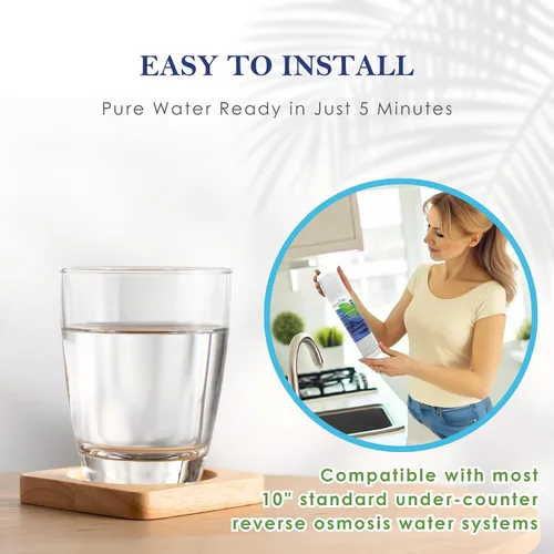 Vista 5 de Reemplazo de filtros de agua RO de ósmosis inversa de 3 etapas con certificación NSF Universal 10 "Sistema de filtro de agua compatible