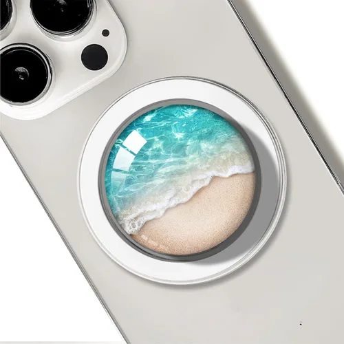 Vista 9 de Blue Ocean Beach Soporte de Agarre Plegable Extensible para Teléfono Celular con Cristal Transparente y Purpurina para Teléfonos Inteligentes