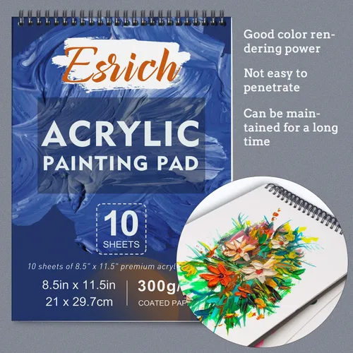 Vista 5 de Juego de pintura acrílica, 57 piezas de suministros de pintura profesional con pinceles, pintura acrílica, caballete, lienzos, almohadillas