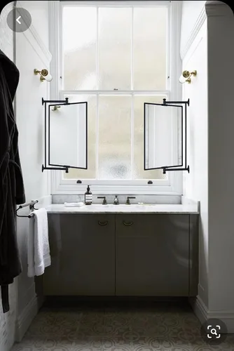Vista 7 de TEHOME Espejo de tocador de baño rectangular biselado cromado, espejo giratorio de esquina cuadrada inclinable, tocador de esquina, 14 x 22 pulgadas