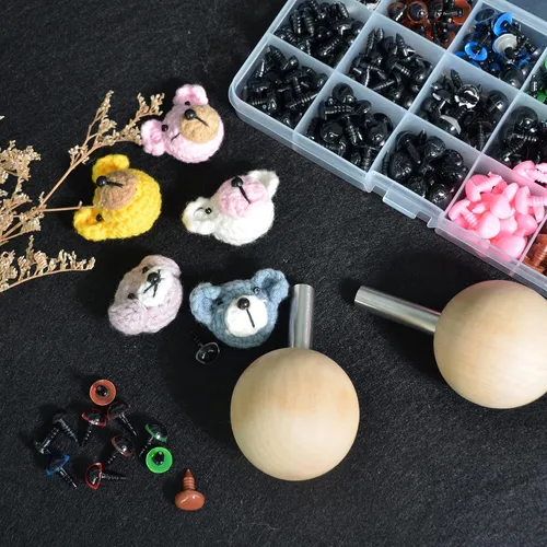 Vista 3 de UPTTHOW Herramienta auxiliar para fijar ojos y arandelas de seguridad, ojos y narices de muñeca para amigurumi, ojos de oso arreglar, utensilios