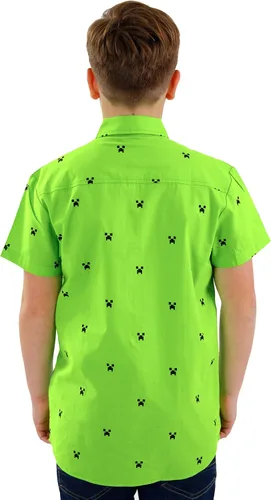 Vista 4 de Minecraft Camisa Creeper con botones para niño