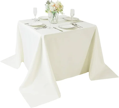 Vista 123 de Mantel rectangular de tela de poliéster lavable de 60 x 120 pulgadas, para decoración de bodas, fiestas, comedores, banquetes