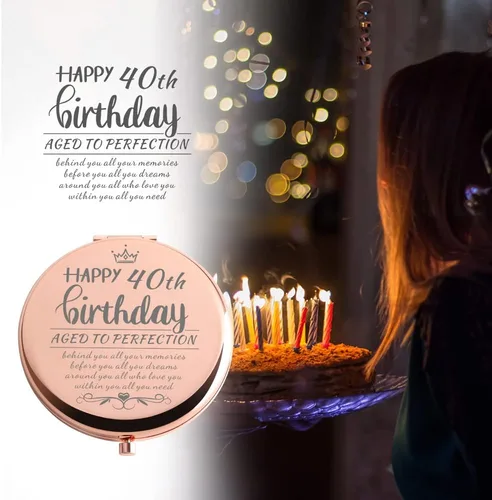 Vista 3 de 40th Birthday Gifts Women Rose Gold Compact Mirror Gifts for Women Birthday Unique 40th Birthday Gift Ideas for Wife Sister Daughter Friend Niece
