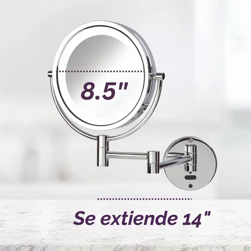 Vista 3 de JERDON Espejo de maquillaje de pared iluminado - 8X - Cromo - JRT9500CL Cromado