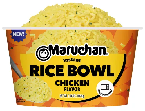 Vista 2 de Maruchan Tazón de arroz instantáneo, sabor a pollo, guarnición rápida y fácil para microondas o comida para niños, estudiantes y familias ocupadas