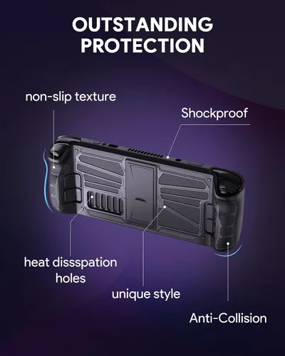 Vista 4 de Anywest Protective Case for Steam Deck, TPU and PC Protective Cover Case with Adjustable Kickstand, Four-Angle Stand Base Protector, Non-Slip