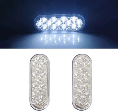 Vista 8 de Luz de respaldo LED ovalada de 6.5 pulgadas para remolque, 13 diodos, lámparas de luz de marcha atrás blanca, impermeables, luces traseras