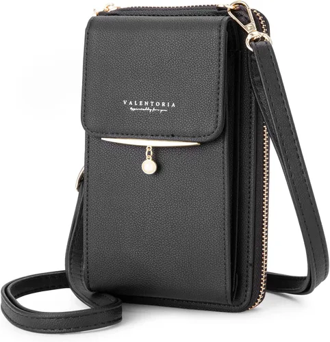 Vista 7 de Valentoria Bolso cruzado pequeño para teléfono celular, cartera de cuero para mujer