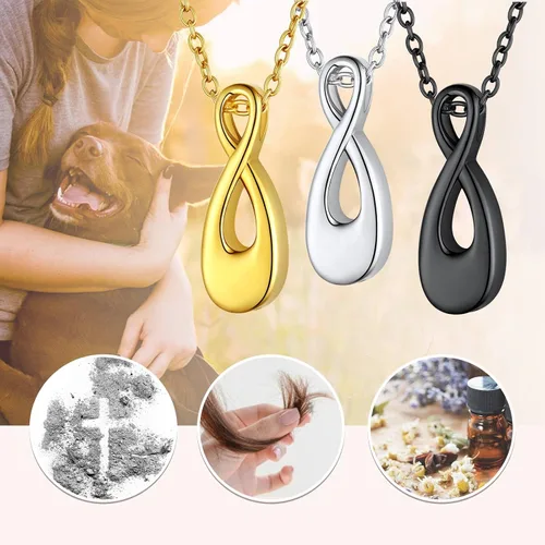 Vista 13 de FindChic Collares personalizados con urna para cenizas, barra vertical, gato, luna, reloj de arena, garra de perro, acero inoxidable, chapado en oro