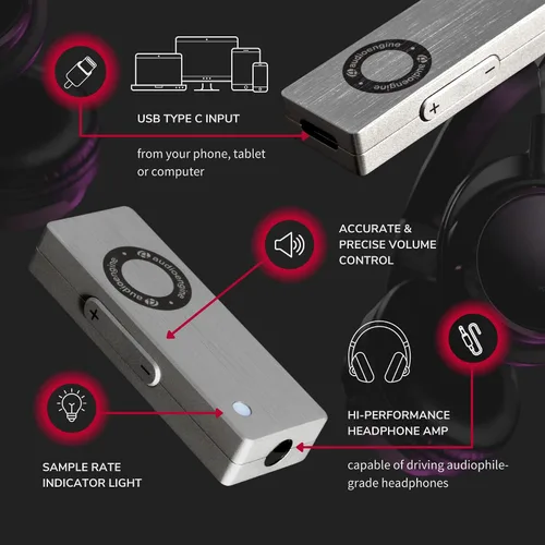 Vista 4 de Audioengine DAC3. Convertidor de señal digital a analógica de 32-bits para auriculares móviles para música y audio de alta resolución