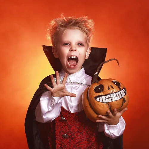 Vista 4 de Lingway Toys Kids Vampire of Darkness Costume,Boys Halloween Dress Up Negro/Rojo