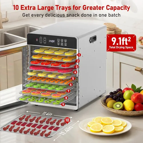 Vista 3 de Deshidratador de alimentos Prenafla con 10 bandejas para cecina, frutas