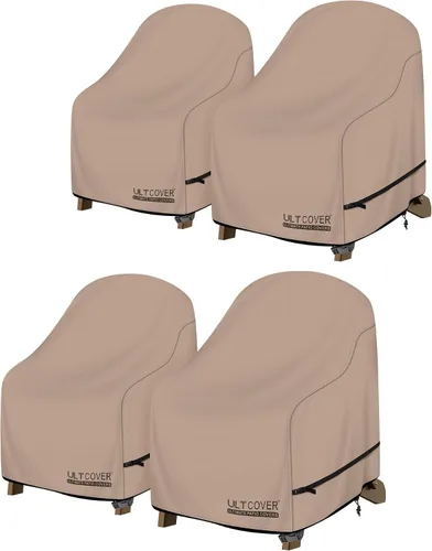 Vista 10 de ULTCOVER Funda Impermeable para Silla de Patio – Funda para Silla de Jardín Individual de Asiento Profundo para Exteriores, Paquete de 4, Se Adapta