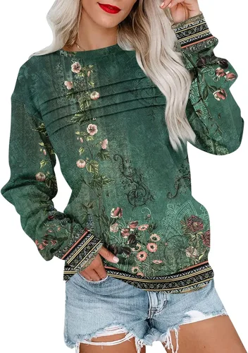 Vista 6 de Sudaderas para mujer, cuello redondo, manga larga, suave, ajuste holgado, ropa de primavera y otoño 2026, S-2XL