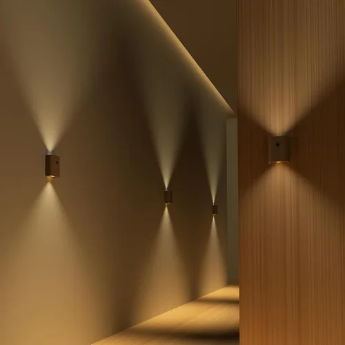 Vista 8 de LANDGOO Luz nocturna de madera de fresno blanco con sensor de movimiento inteligente - Luz de escalera recargable de 2700K LED para dormitorio