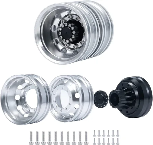 Vista 3 de Nuevo 4 unids/set de llantas traseras de metal para 1/14 Tamiya tractor camión escalada remolque carga actualización piezas
