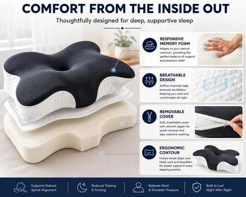 Vista 4 de Almohada cervical para el cuello para aliviar el dolor, almohada de espuma