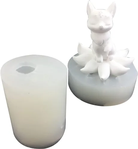 Vista 3 de Molde de resina epoxi con forma de zorros de nueve colas, antiadherente, vela perfumada, molde de silicona, manualidades de yeso, herramienta