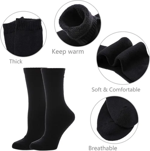 Vista 5 de MQELONG Womens 5 Pairs Soft Thick Comfort Casual Cotton Warm Wool Crew Winter Socks