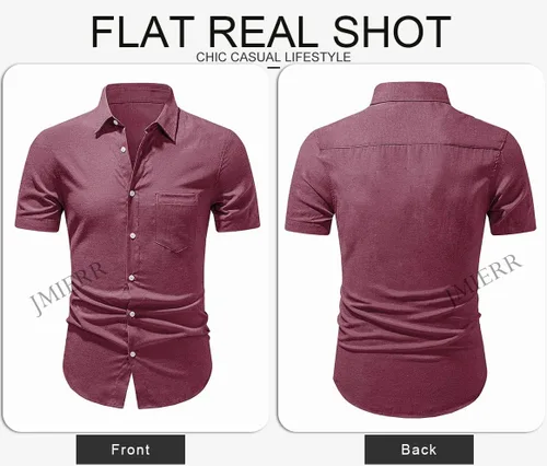 Vista 52 de JMIERR Camisas de vestir a rayas con botones y manga corta para hombre