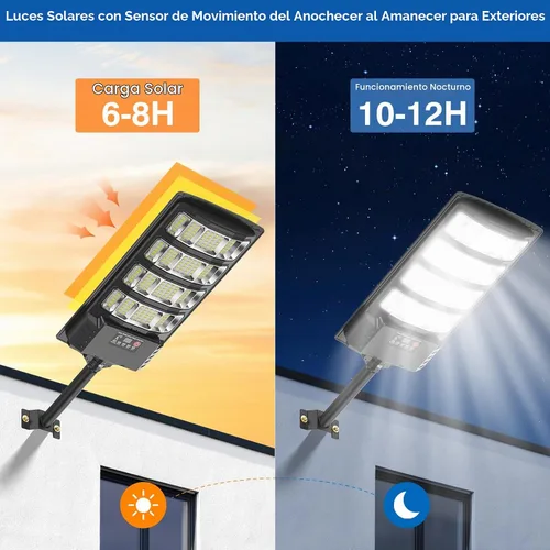 Vista 2 de Luces Solares de Calle para Exteriores Impermeables, 52000LM Luz de Inundación con Ángulo de 320°, Luz de Estacionamiento Solar LED 5730 con Sensor