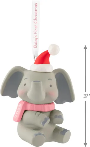 Vista 4 de Hallmark Keepsake Adorno de Navidad 2025, primer elefante navideño para niña 2025